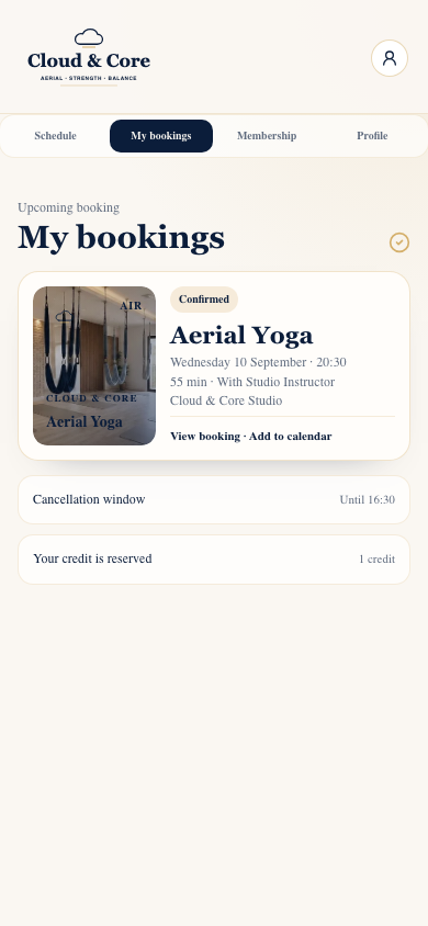 Upcoming bookings in the Cloud & Core app